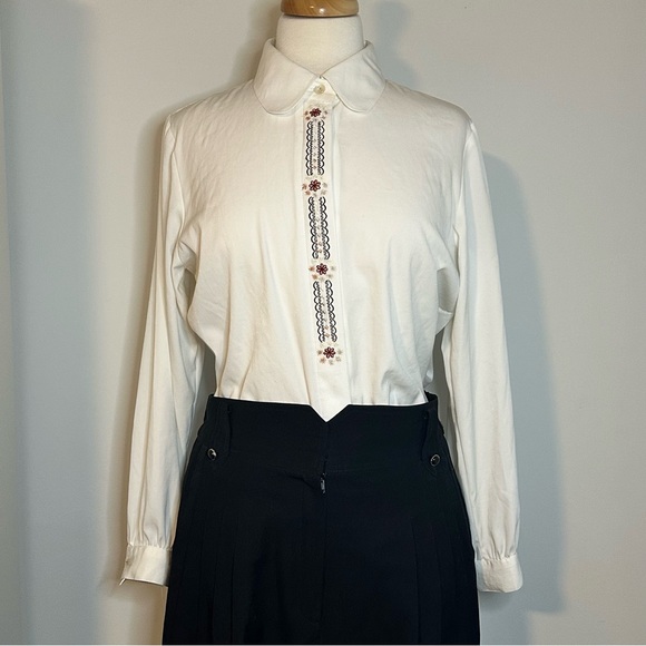 Tops - Vintage Embroidered White Shirt